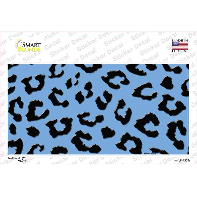 LP-4524s-M Light Blue Black Cheetah Novelty Sticker Decal, Medium