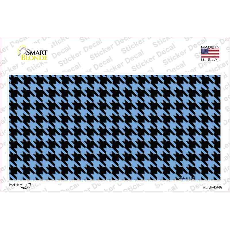 LP-4569s-M Light Blue Black Houndstooth Novelty Sticker Decal, Medium