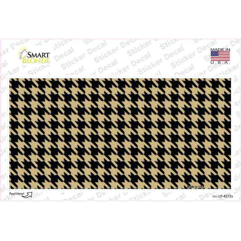 LP-4572s-M Gold Black Houndstooth Novelty Sticker Decal, Medium