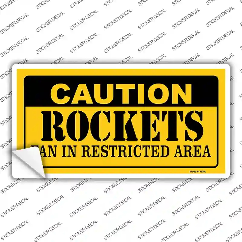 LP-2602s-S Caution Rockets Fan Novelty Sticker Decal, Small