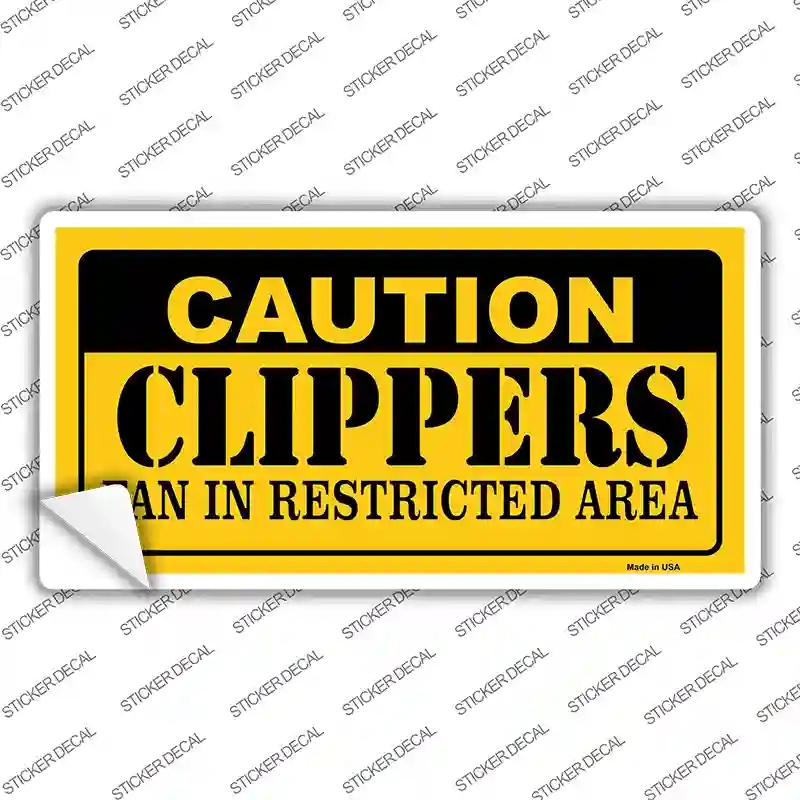 LP-2604s-L Caution Clippers Fan Novelty Sticker Decal, Large