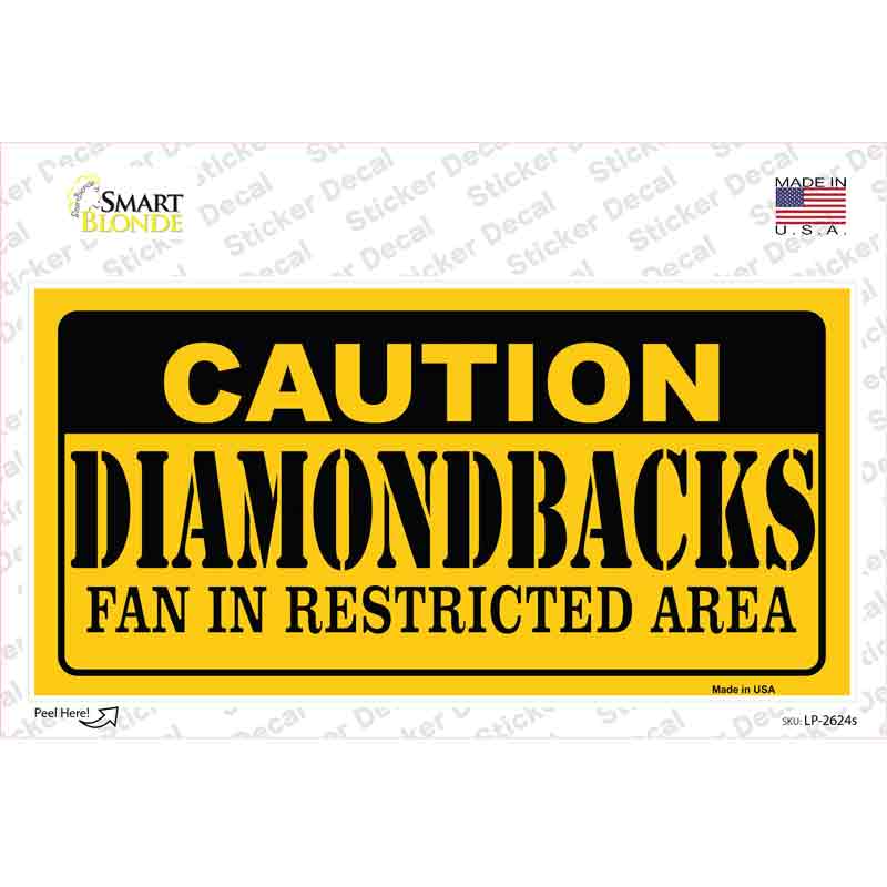 LP-2624s-M Caution Diamondbacks Fan Novelty Sticker Decal, Medium