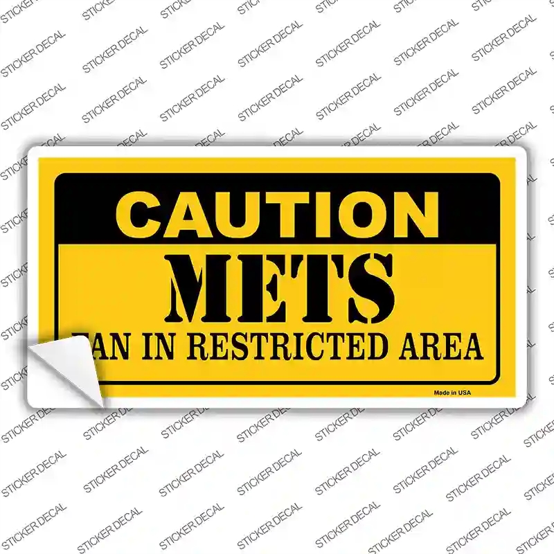 LP-2640s-S Caution Mets Fan Novelty Sticker Decal, Small