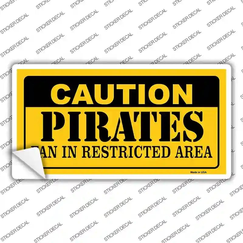 LP-2644s-S Caution Pirates Fan Novelty Sticker Decal, Small