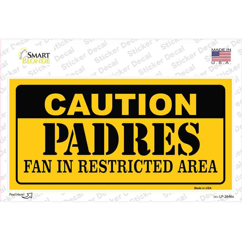 LP-2646s-M Caution Padres Fan Novelty Sticker Decal, Medium