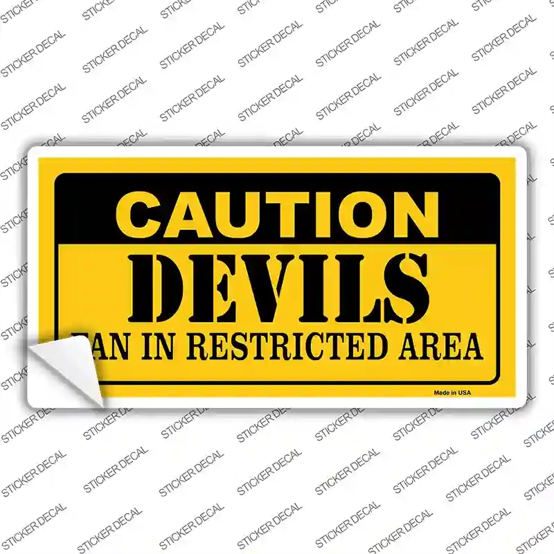 LP-2659s-L Caution Devils Novelty Sticker Decal, Large