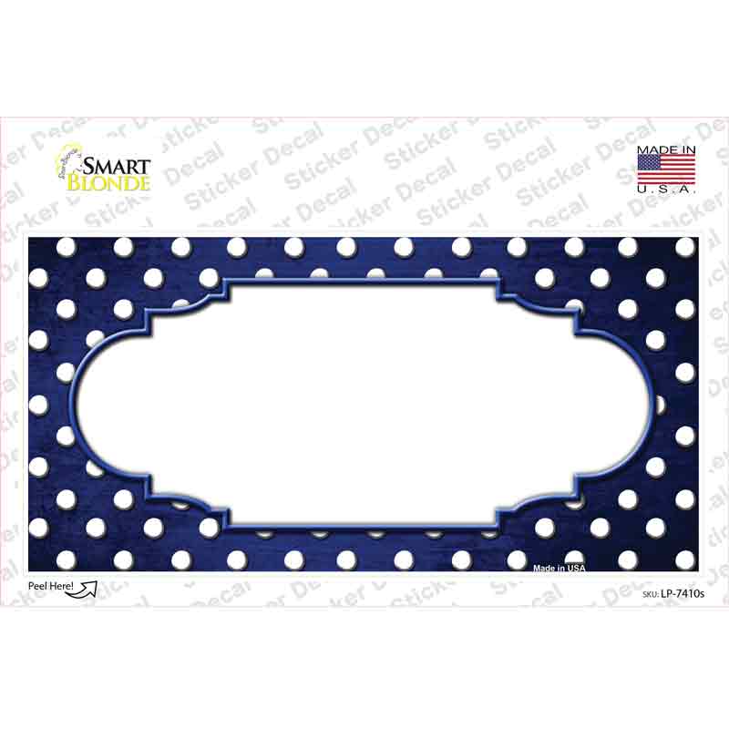 LP-7410s-M Blue White Small Dots Scallop Oil Rubbed Novelty Sticker Decal, Medium
