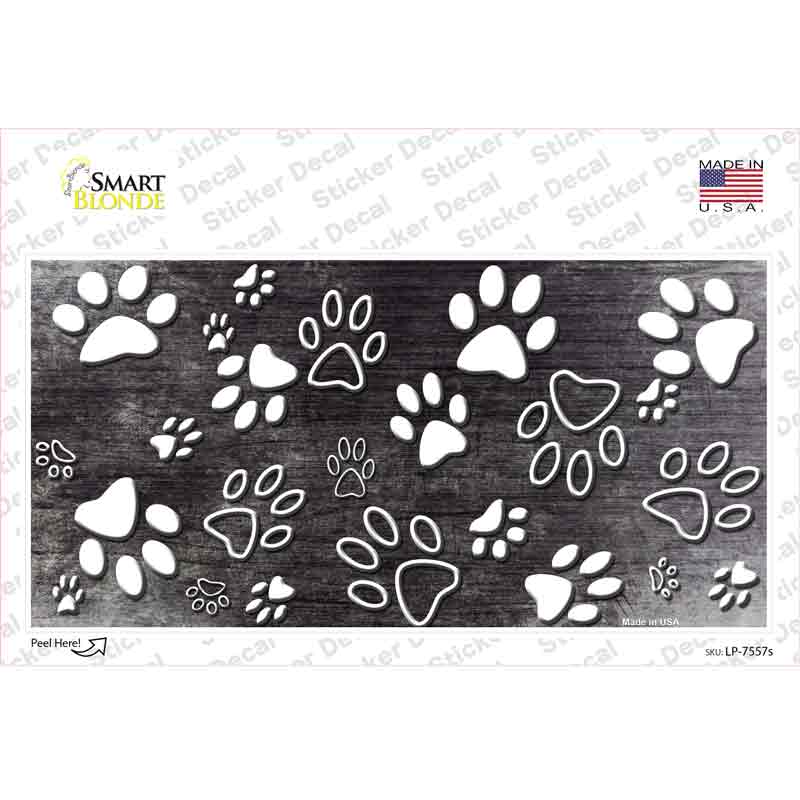 LP-7557s-M Black White Paw Oil Rubbed Novelty Sticker Decal, Medium