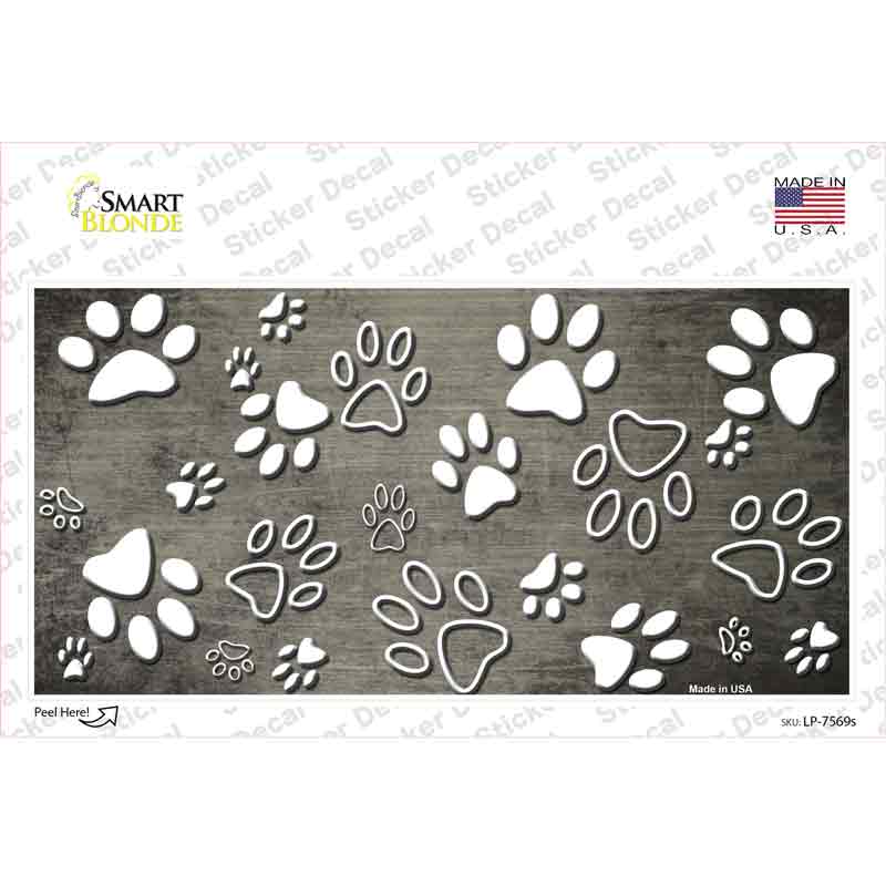 LP-7569s-M Tan White Paw Oil Rubbed Novelty Sticker Decal, Medium