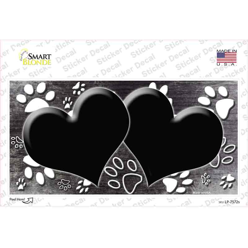LP-7572s-M Paw Heart Black White Novelty Sticker Decal, Medium