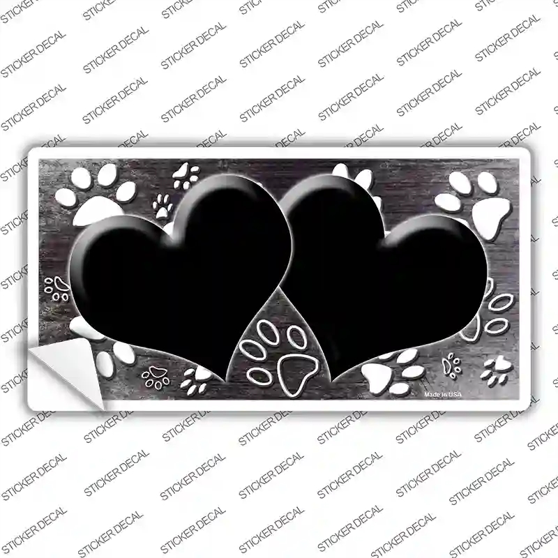 LP-7572s-XL Paw Heart Black White Novelty Sticker Decal, Extra Large