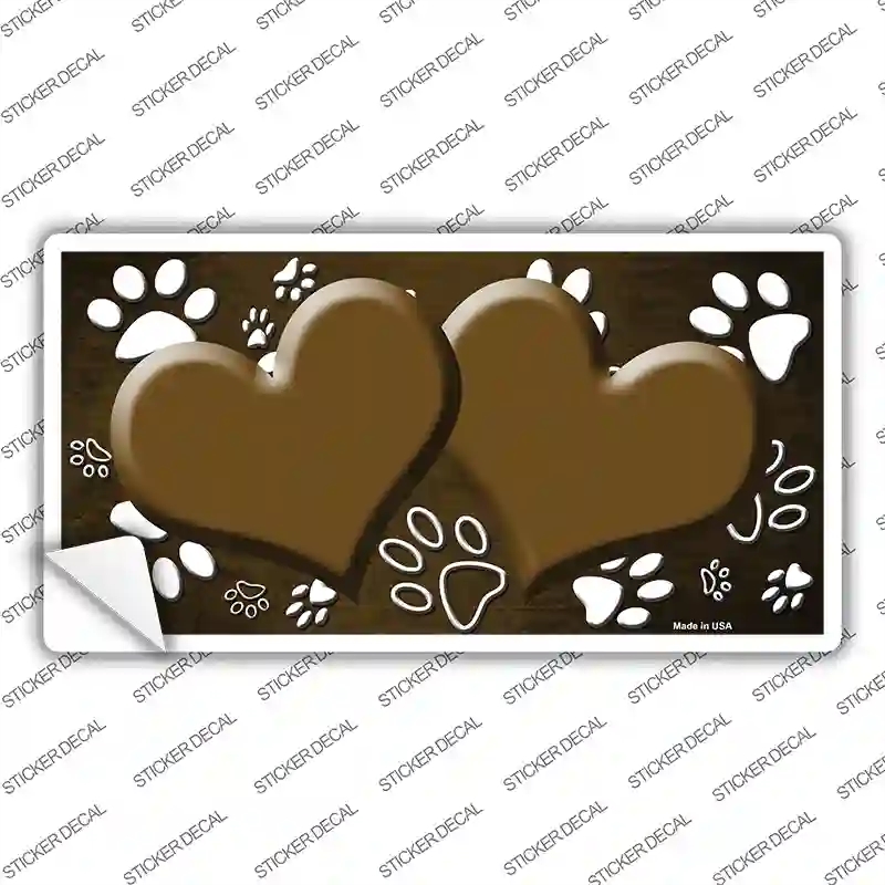 LP-7581s-XL Paw Heart Brown White Novelty Sticker Decal, Extra Large