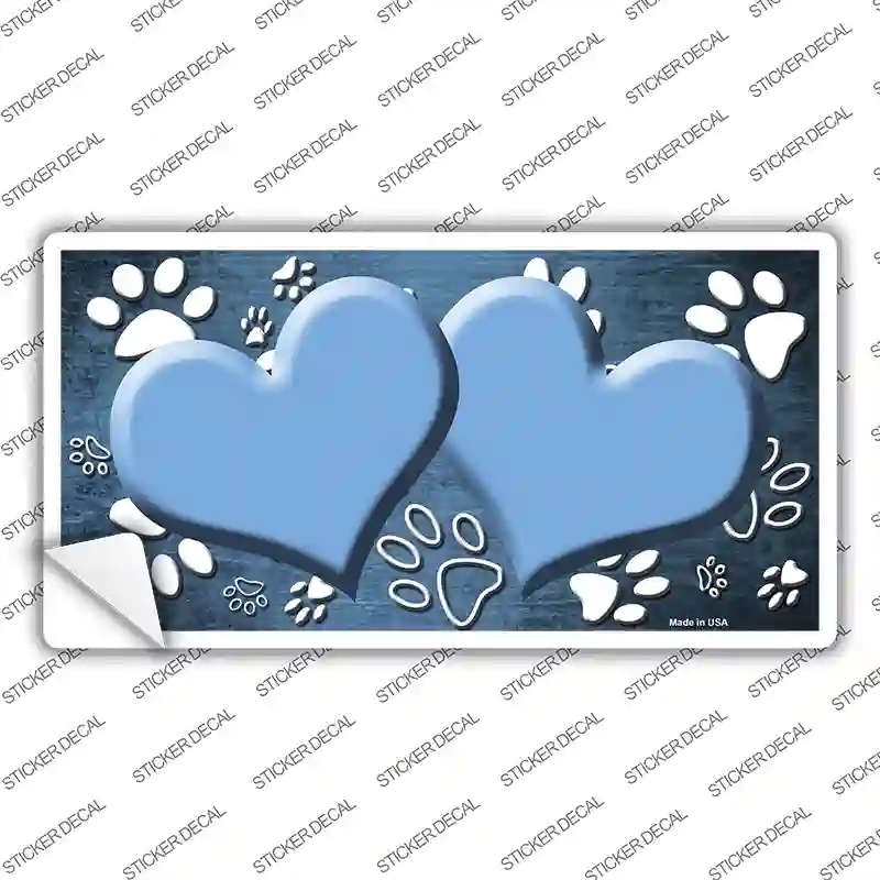 LP-7582s-S Paw Heart Light Blue White Novelty Sticker Decal, Small