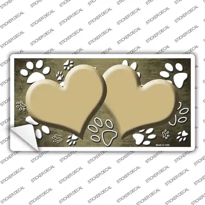 LP-7585s-S Paw Heart Gold White Novelty Sticker Decal, Small