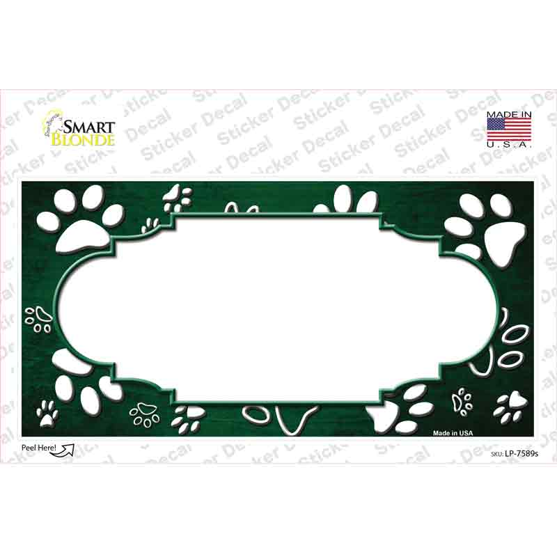 LP-7589s-M Paw Scallop Green White Novelty Sticker Decal, Medium