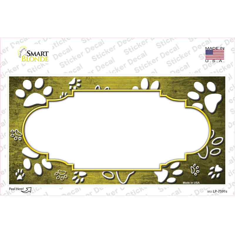 LP-7591s-M Paw Scallop Yellow White Novelty Sticker Decal, Medium