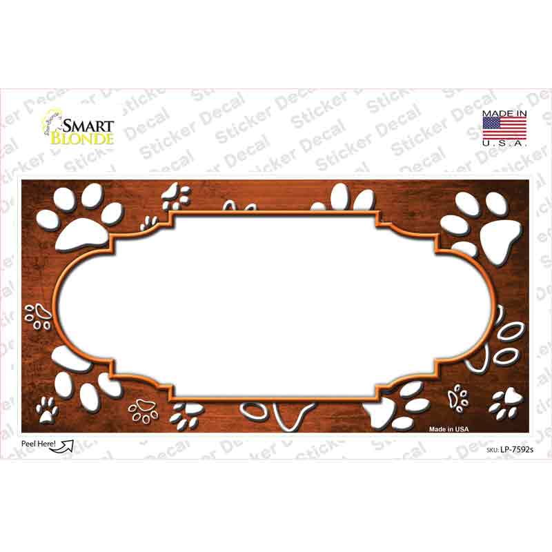 LP-7592s-M Paw Scallop Orange White Novelty Sticker Decal, Medium
