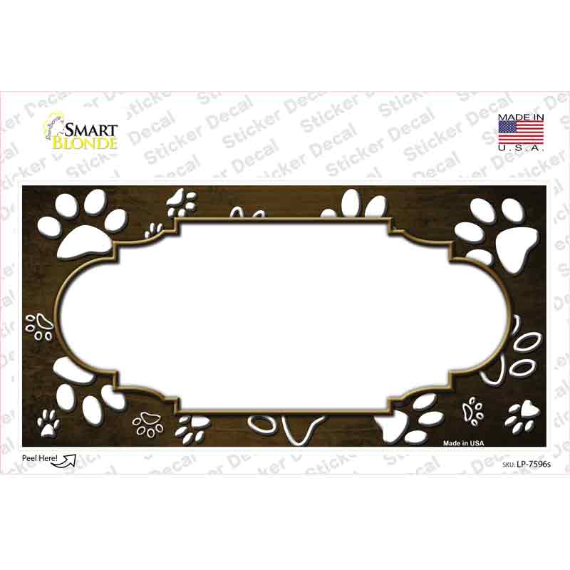 LP-7596s-M Paw Scallop Brown White Novelty Sticker Decal, Medium