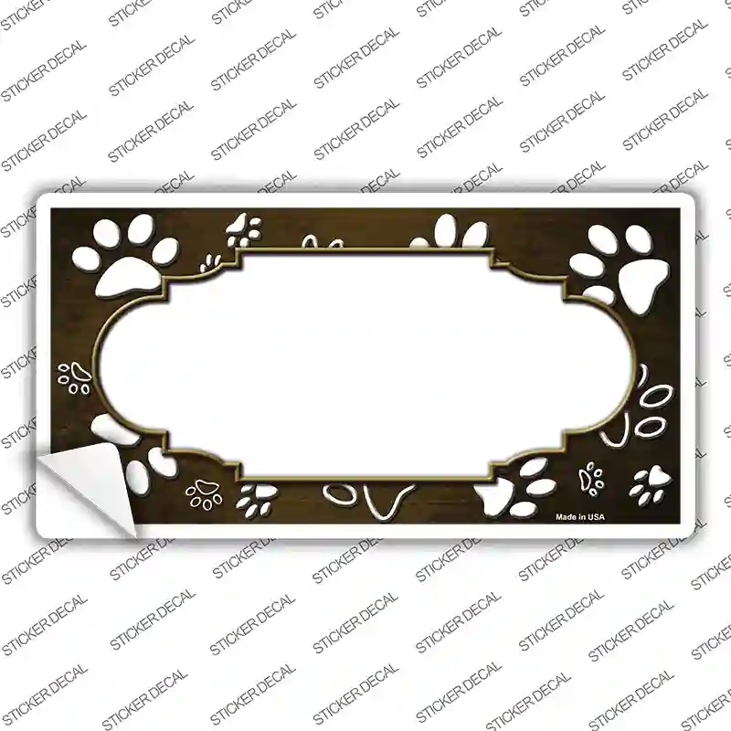 LP-7596s-S Paw Scallop Brown White Novelty Sticker Decal, Small