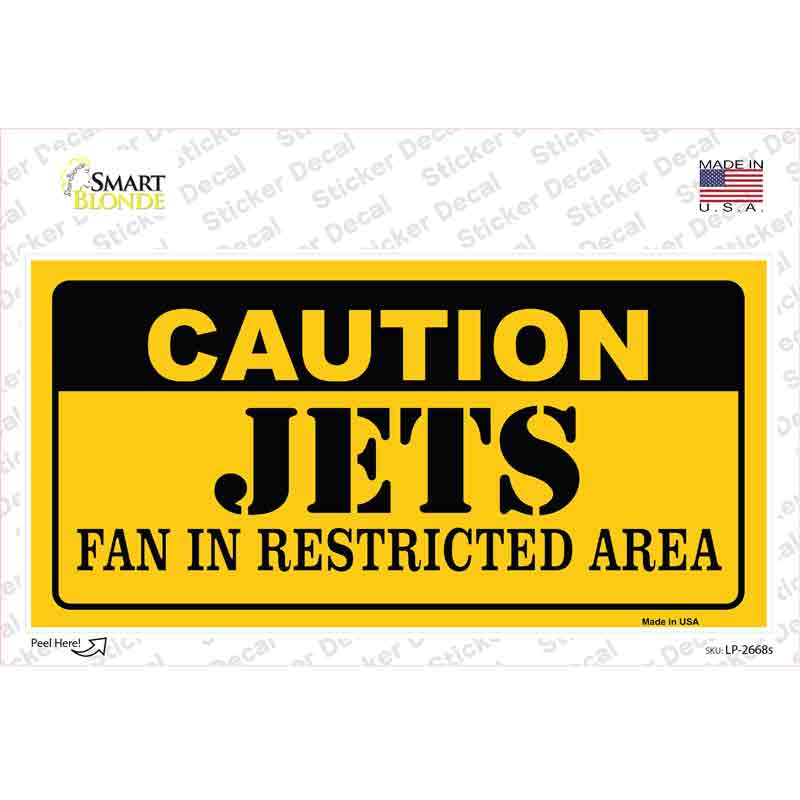 LP-2668s-M Caution Jets Hockey Novelty Sticker Decal, Medium