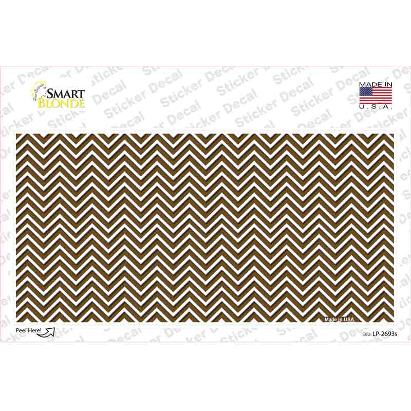 LP-2693s-M Brown White Chevron Novelty Sticker Decal, Medium