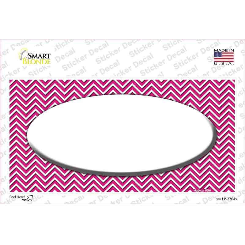 LP-2704s-M Pink White Chevon Center Oval Novelty Sticker Decal, Medium