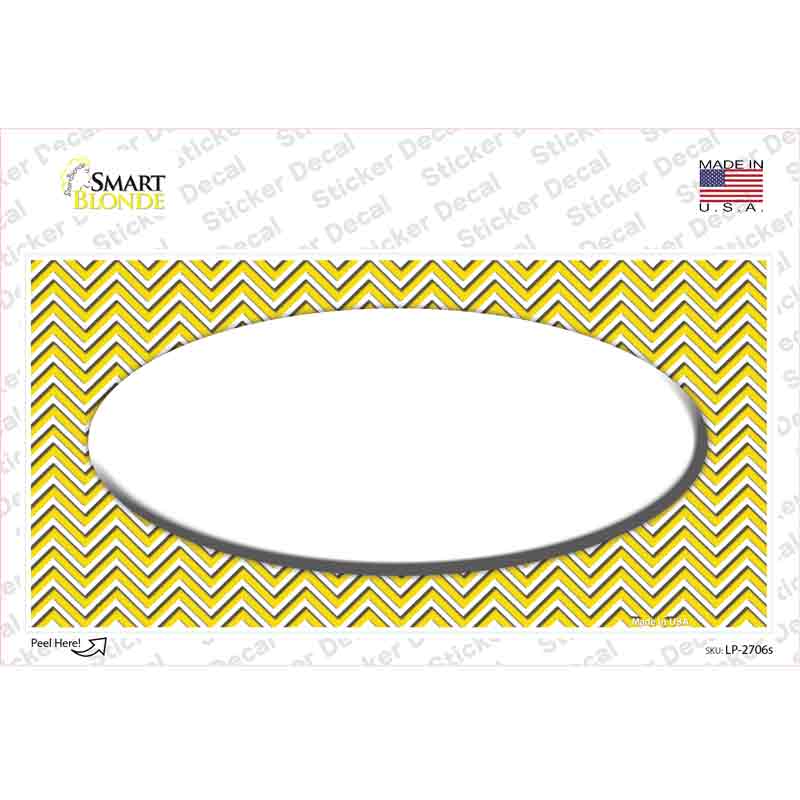 LP-2706s-M Yellow White Chevon Center Oval Novelty Sticker Decal, Medium