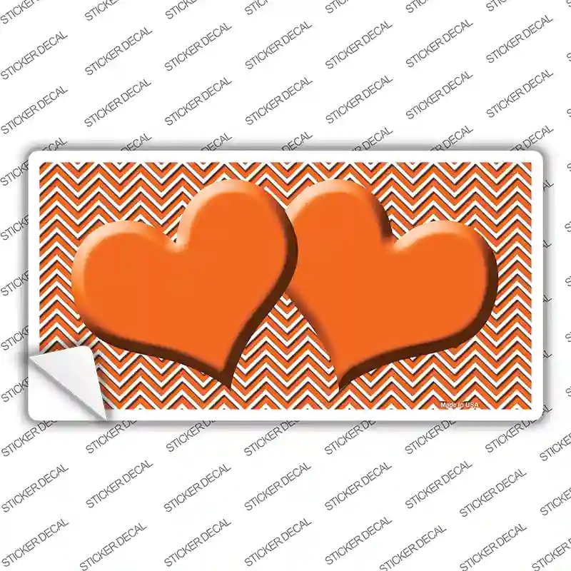 LP-2727s-S Orange White Chevron Center Hearts Novelty Sticker Decal, Small