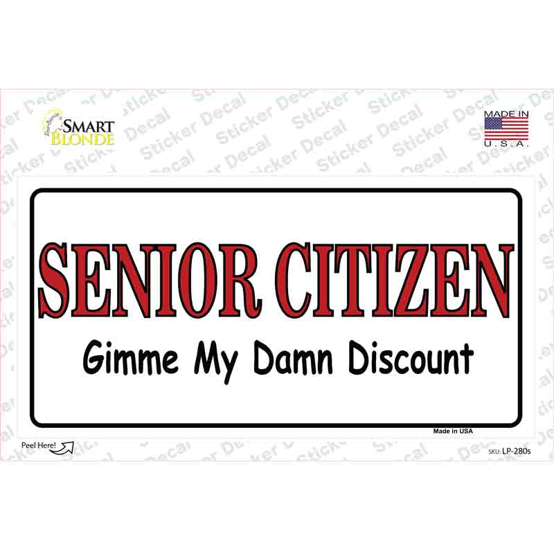 LP-280s-M Senior Citizen Discount Novelty Sticker Decal, Medium