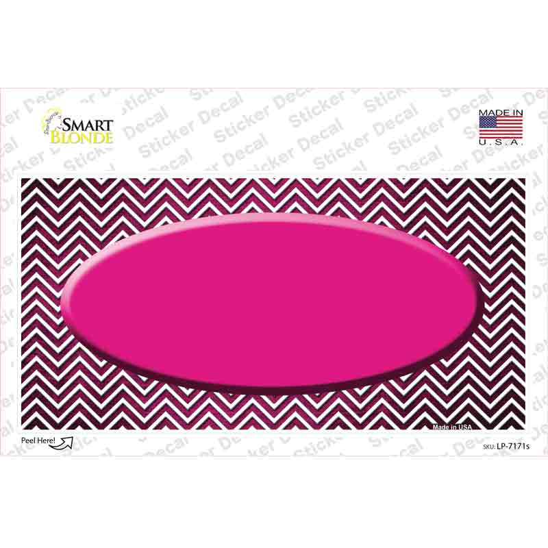 LP-7171s-M Pink White Small Chevron Oval Oil Rubbed Novelty Sticker Decal, Medium