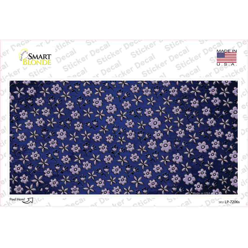 LP-7206s-M Blue Purple Flowers Oil Rubbed Novelty Sticker Decal, Medium