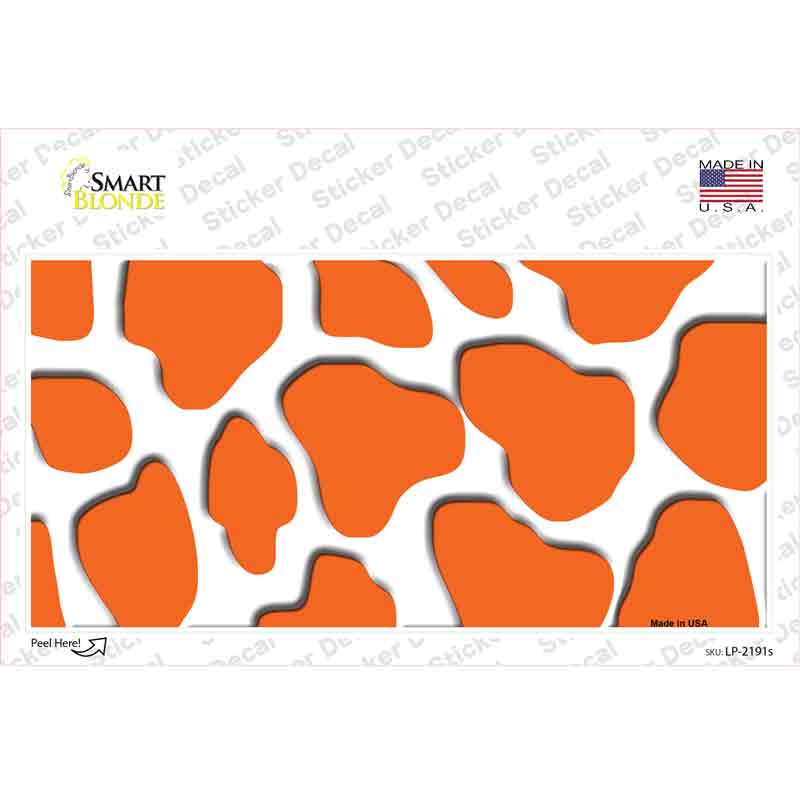 LP-2191s-M Orange White Giraffe Novelty Sticker Decal, Medium