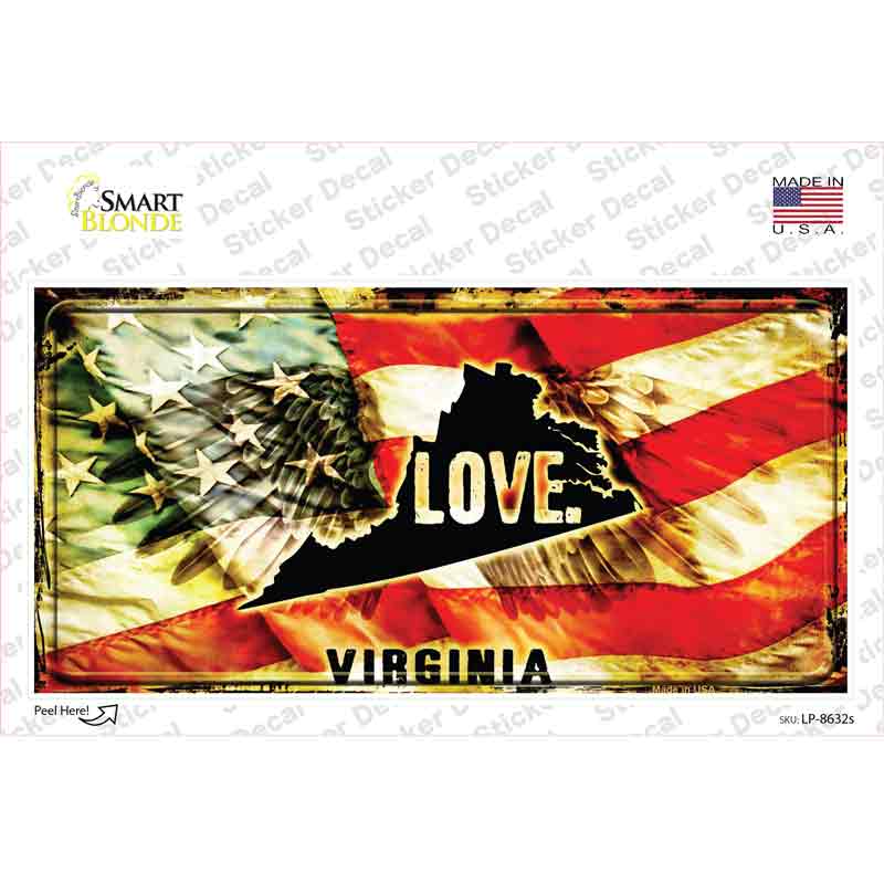LP-8632s-M Virginia Love Novelty Sticker Decal, Medium