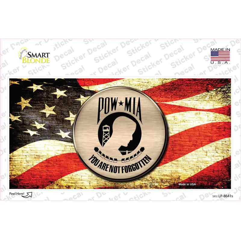 LP-8641s-M POW MIA with USA Flag Novelty Sticker Decal, Medium