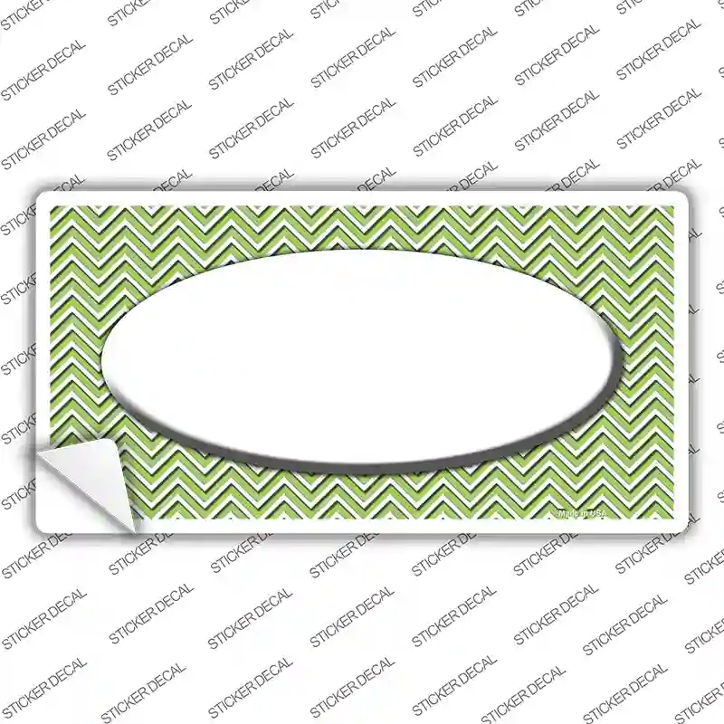 LP-2701s-S Lime Green White Chevon Center Oval Novelty Sticker Decal, Small