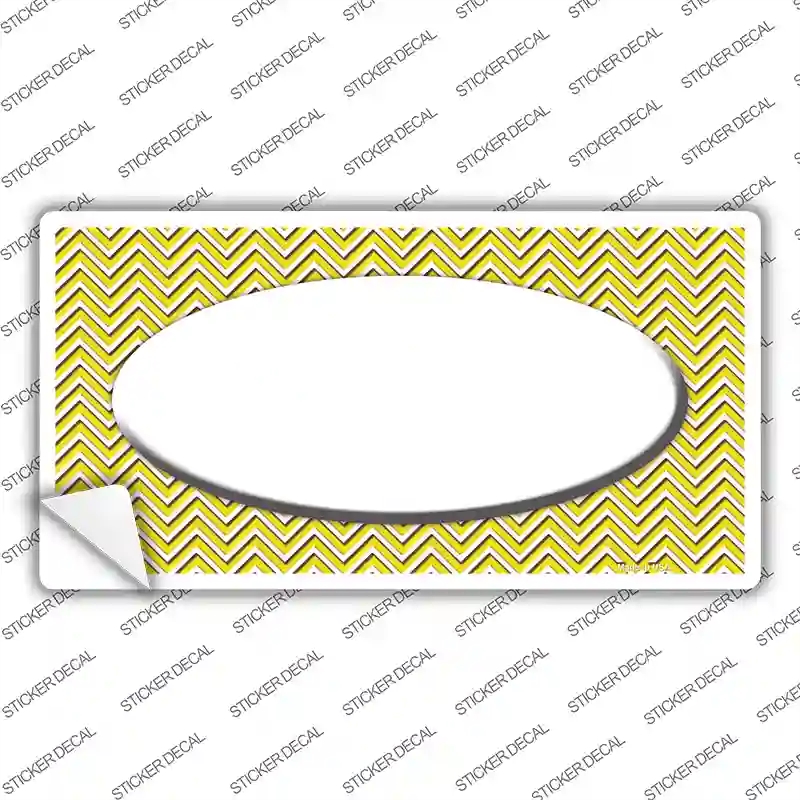 LP-2706s-S Yellow White Chevon Center Oval Novelty Sticker Decal, Small