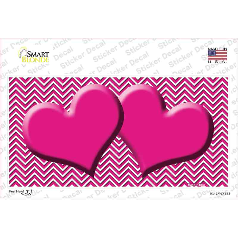 LP-2722s-M Pink White Chevron Center Hearts Novelty Sticker Decal, Medium