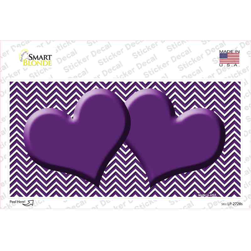LP-2728s-M Purple White Chevron Center Hearts Novelty Sticker Decal, Medium