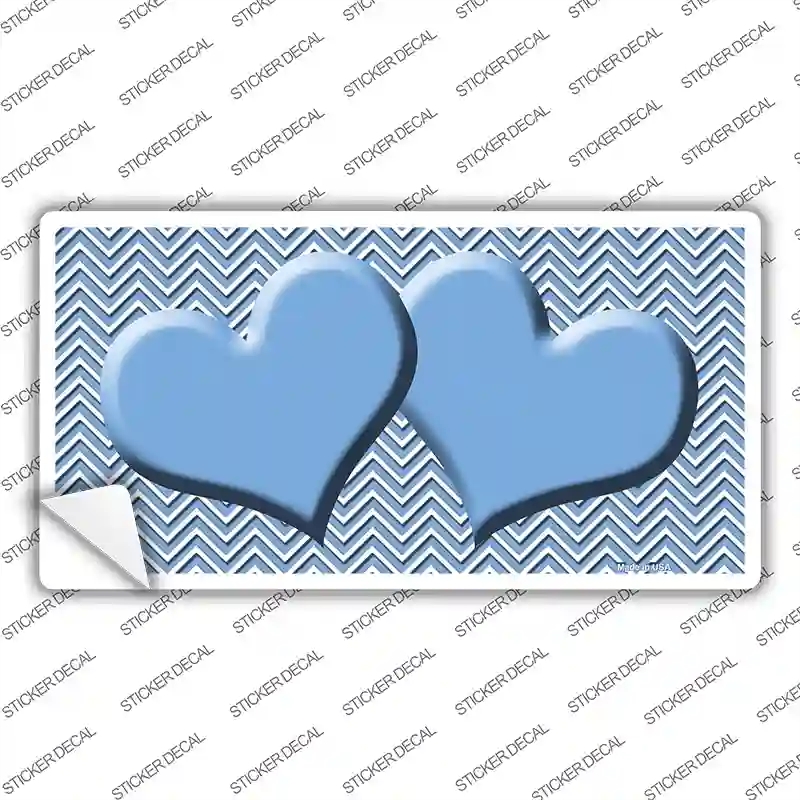 LP-2729s-XL Light Blue White Chevron Center Hearts Novelty Sticker Decal, Extra Large