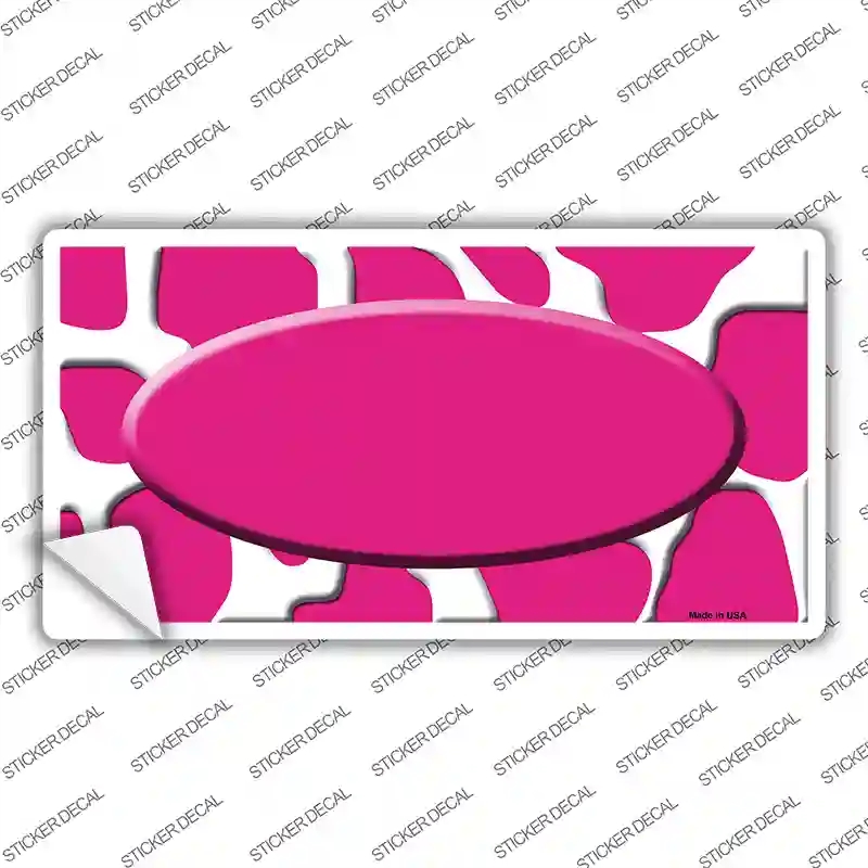 LP-1378s-XL Pink White Giraffe Center Oval Novelty Sticker Decal, Extra Large