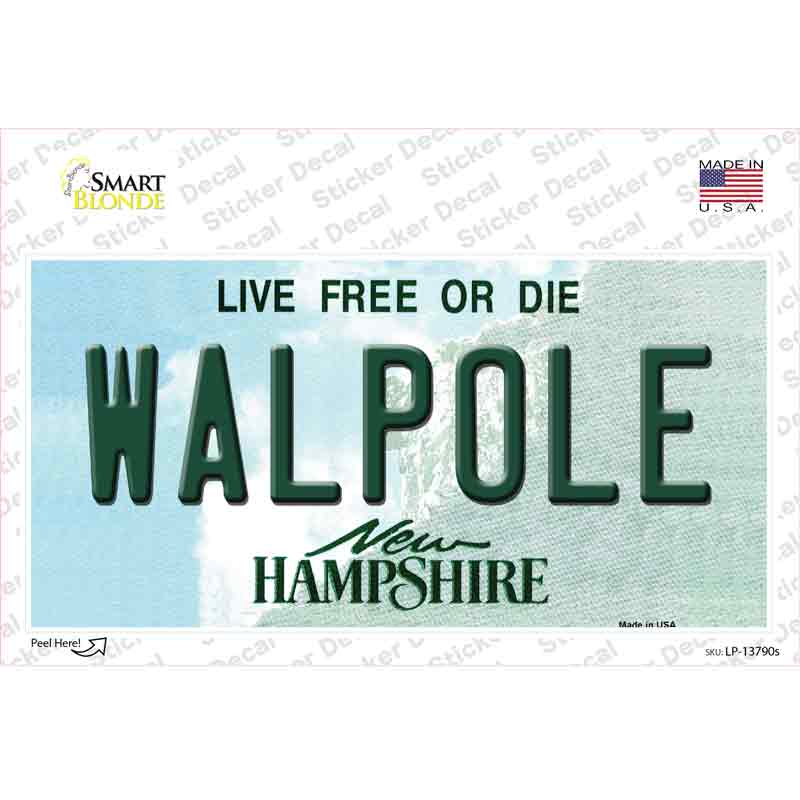 LP-13790s-M Walpole   Hampshire Novelty Sticker Decal, Medium