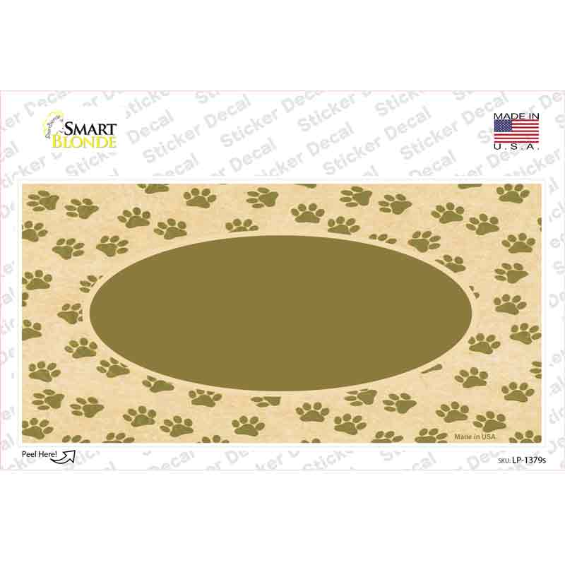 LP-1379s-M Paw with Center Oval Novelty Sticker Decal, Medium