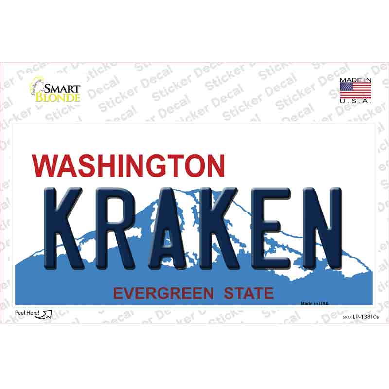 LP-13810s-M Kraken Washington Novelty Sticker Decal, Medium