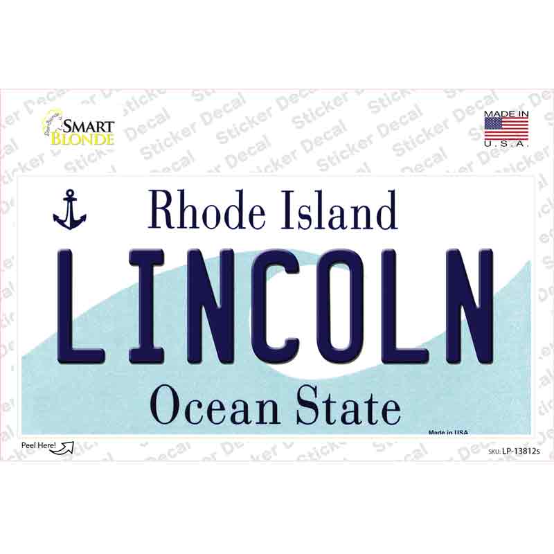 LP-13812s-M Lincoln Rhode Island Novelty Sticker Decal, Medium