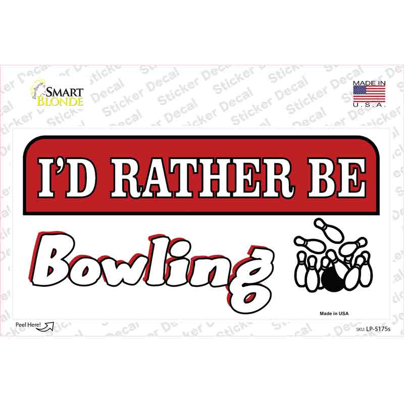 LP-5175s-M Rather Be Bowling Novelty Sticker Decal, Medium
