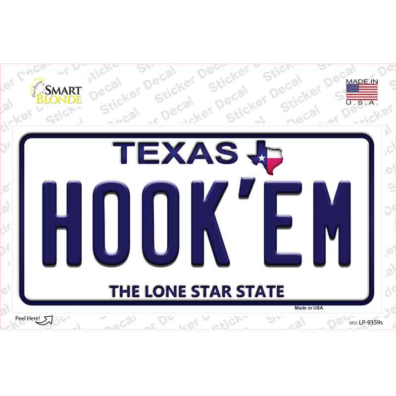 LP-9359s-M Hookem Texas Novelty Sticker Decal, Medium