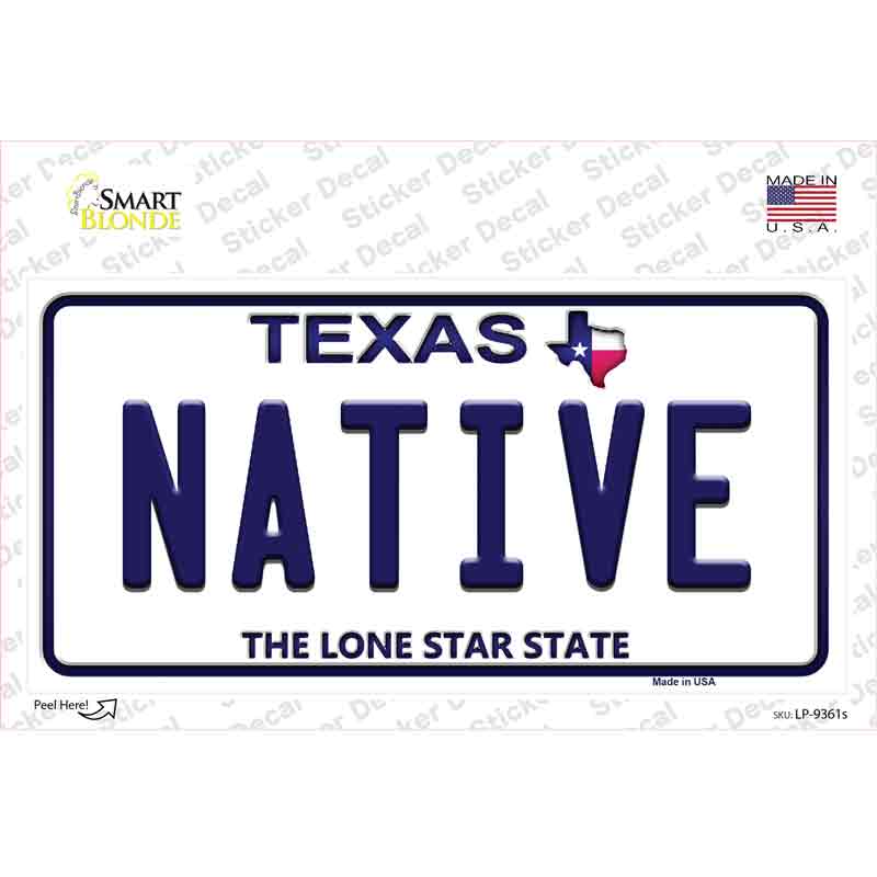 LP-9361s-M Native Texas Novelty Sticker Decal, Medium