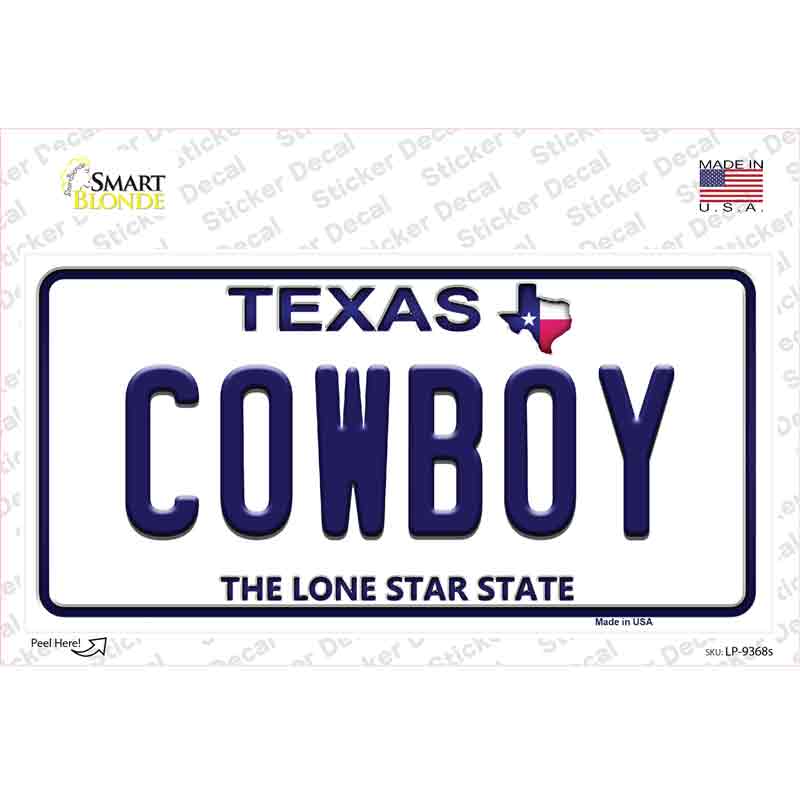 LP-9368s-M Cowboy Texas Novelty Sticker Decal, Medium