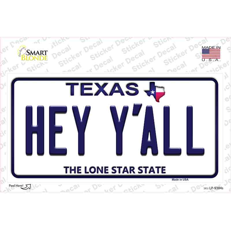 LP-9384s-M Hey Yall Texas Novelty Sticker Decal, Medium