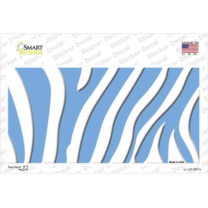 LP-2911s-M Light Blue White Zebra Novelty Sticker Decal, Medium
